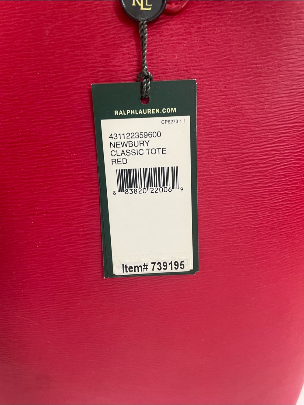 Lauren Ralph Lauren Newbury Classic Tote Red with Charm - Picture 4 of 14
